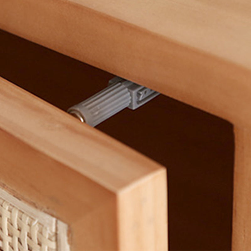 Contemporary Cabinet 4 Shelves With Doors Pine Squared Legs Accent Cabinet