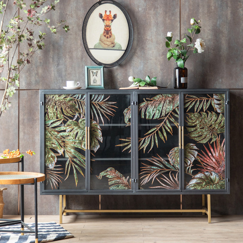 Iron 2/4 - Door Accent Cabinet Industrial Accent Cabinet with Wood Accents