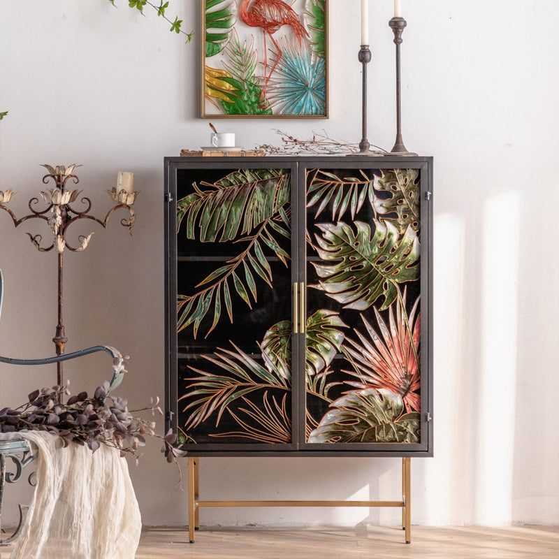 Iron 2/4 - Door Accent Cabinet Industrial Accent Cabinet with Wood Accents