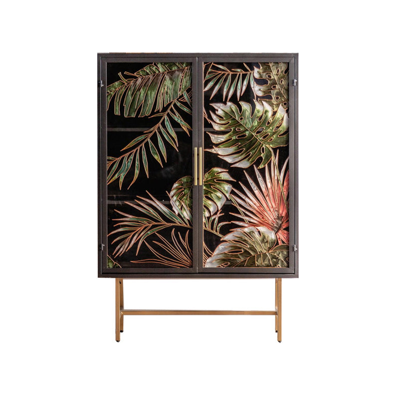 Iron 2/4 - Door Accent Cabinet Industrial Accent Cabinet with Wood Accents