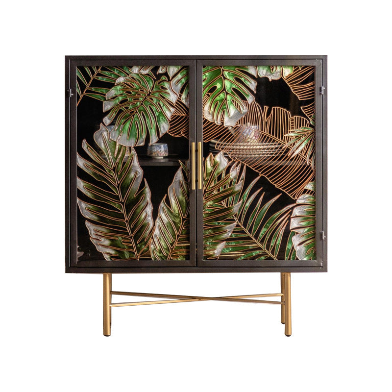 Iron 2/4 - Door Accent Cabinet Industrial Accent Cabinet with Wood Accents