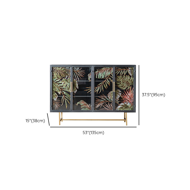 Iron 2/4 - Door Accent Cabinet Industrial Accent Cabinet with Wood Accents