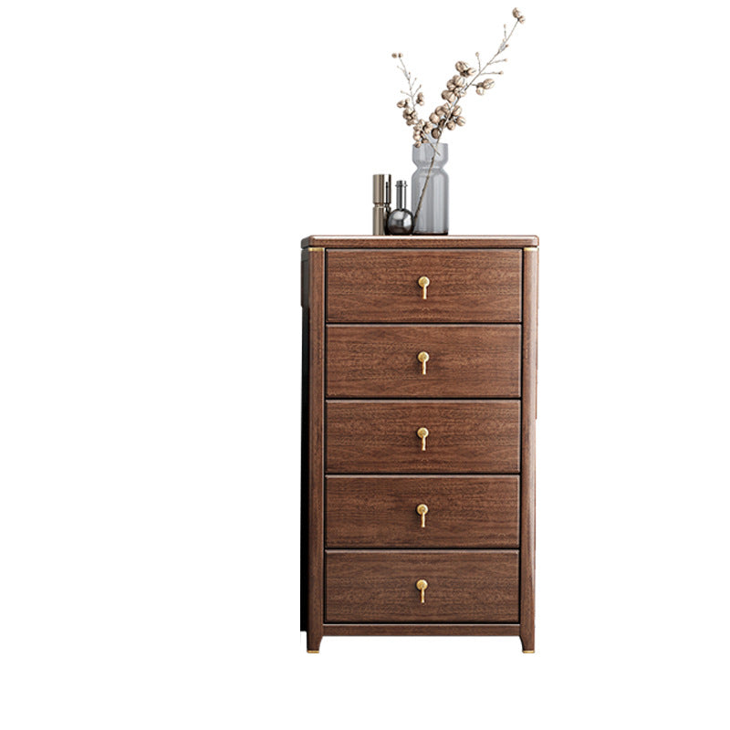 Mid Century Modern Chest Wood Rectangular Chest in Walnut Finish