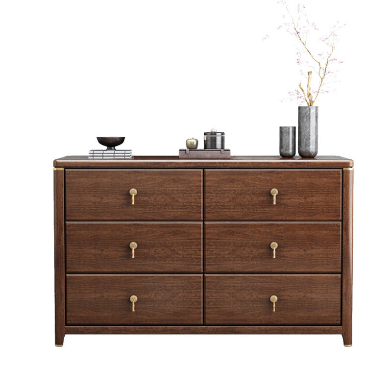 Mid Century Modern Chest Wood Rectangular Chest in Walnut Finish