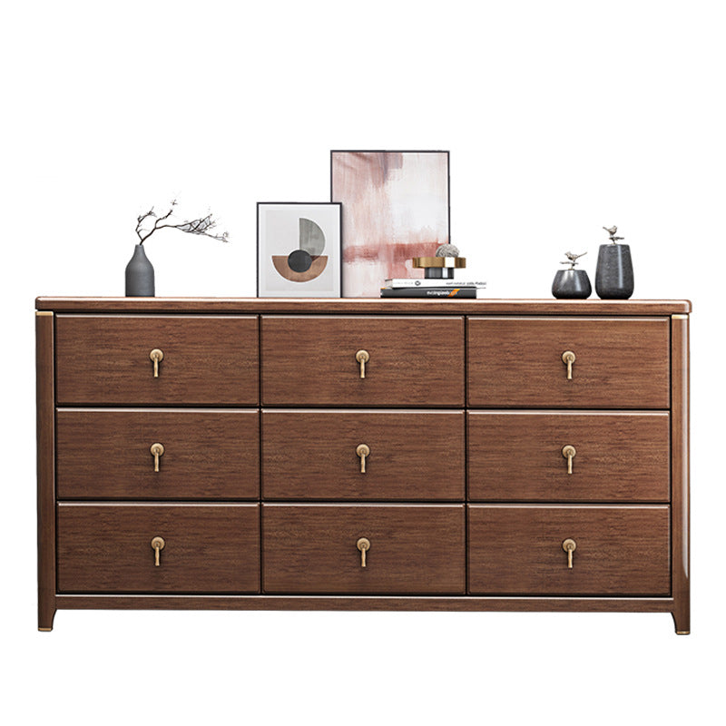 Mid Century Modern Chest Wood Rectangular Chest in Walnut Finish