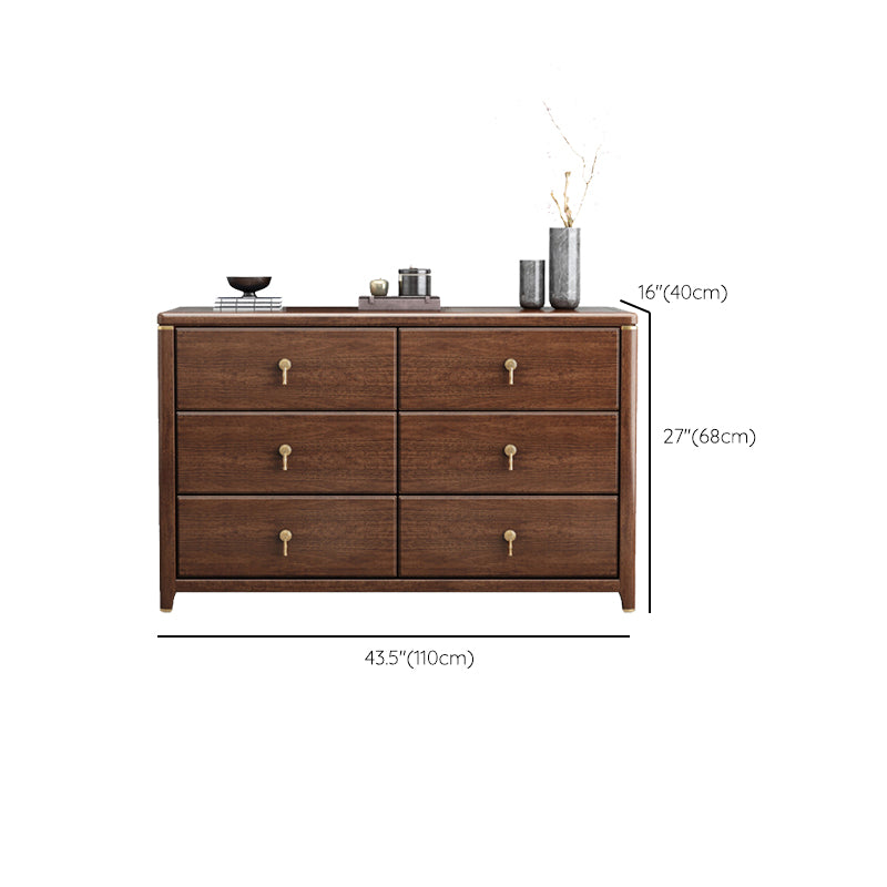 Mid Century Modern Chest Wood Rectangular Chest in Walnut Finish
