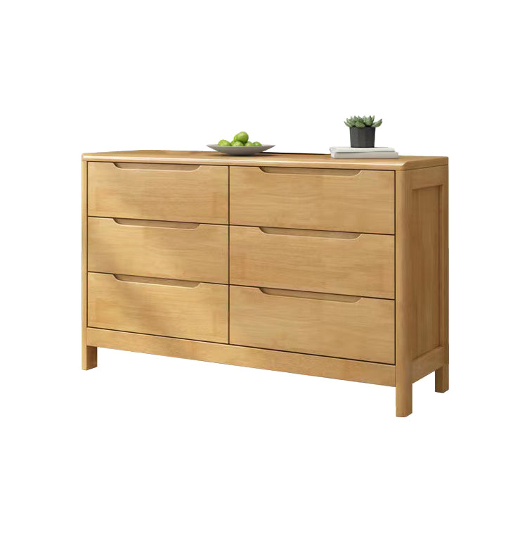 Mid-Century Modern Chest Rubberwood Squared Legs Grooves with Drawer Accent Chest