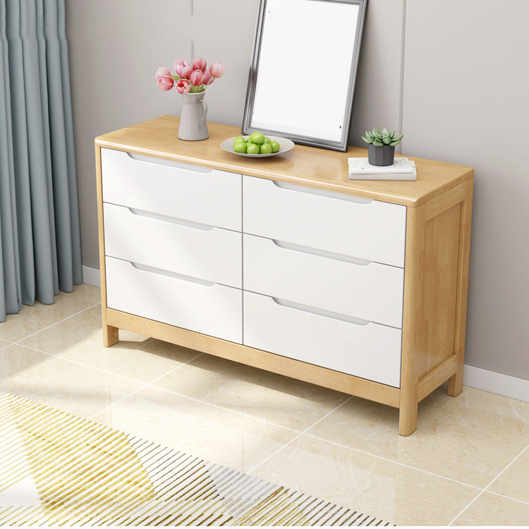 Mid-Century Modern Chest Rubberwood Squared Legs Grooves with Drawer Accent Chest