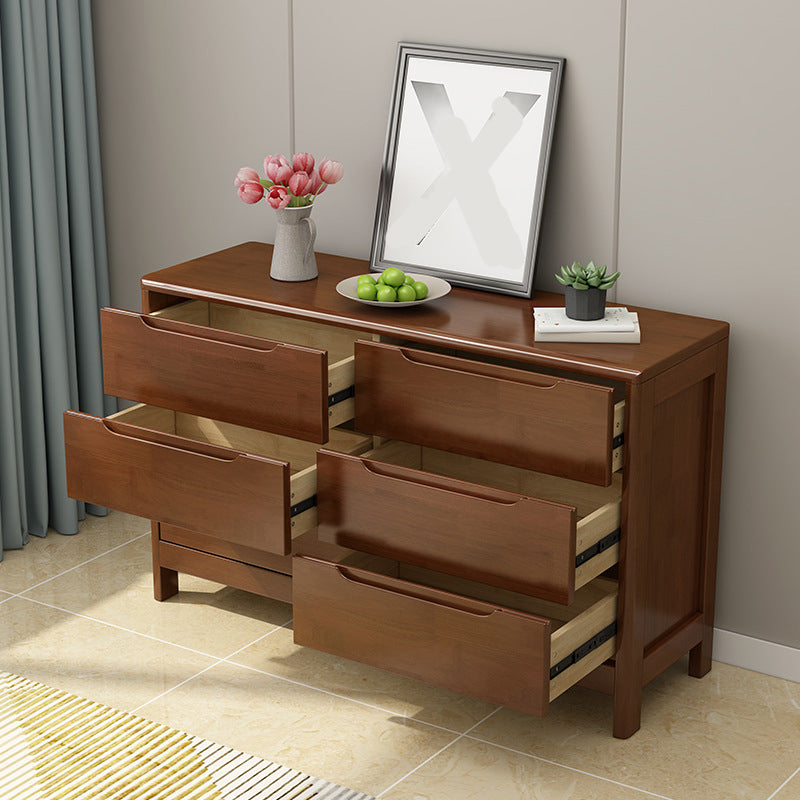 Mid-Century Modern Chest Rubberwood Squared Legs Grooves with Drawer Accent Chest