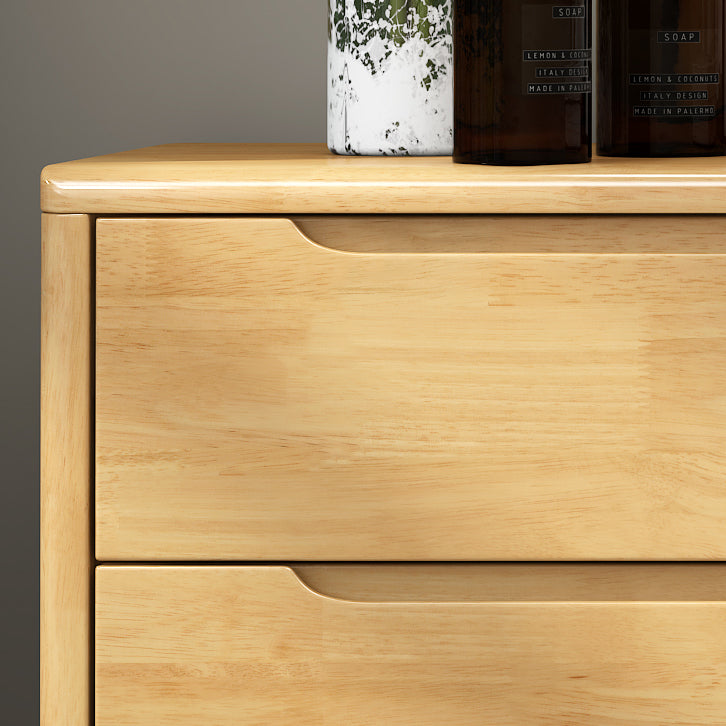 Mid-Century Modern Chest Rubberwood Squared Legs Grooves with Drawer Accent Chest