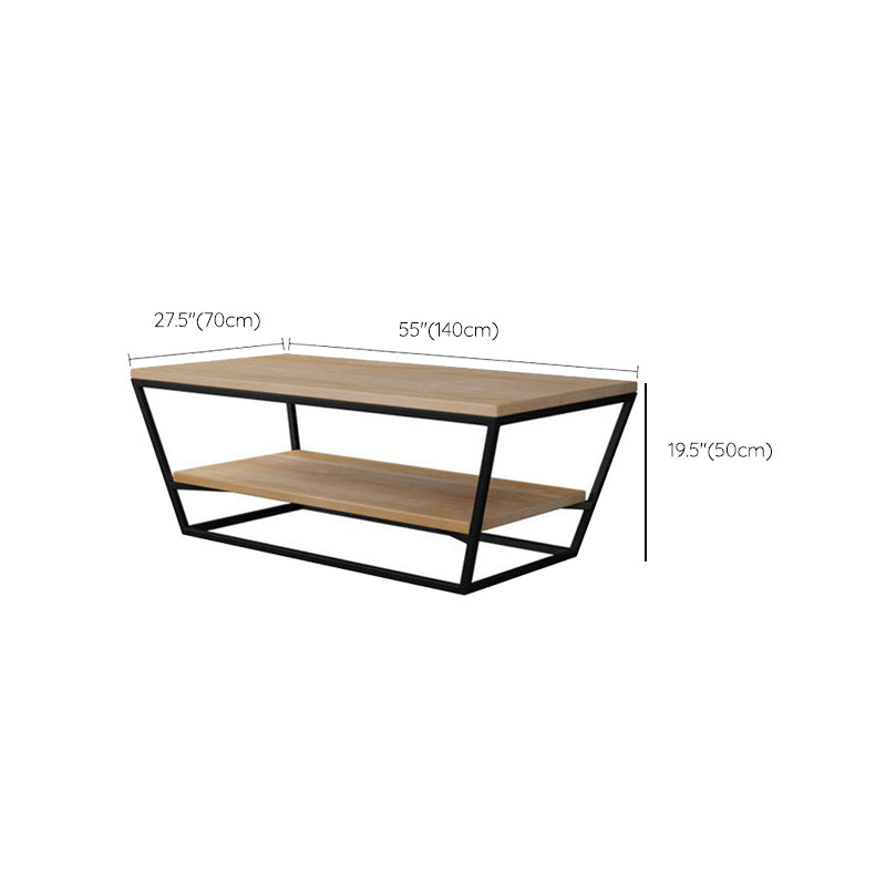 19.68" H Modern Wooden Coffee Table Steel Sled Cocktail Table with Shelf