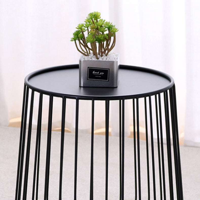 Mid-century Modern Iron Round Coffee Table, Frame Base Cocktail Table