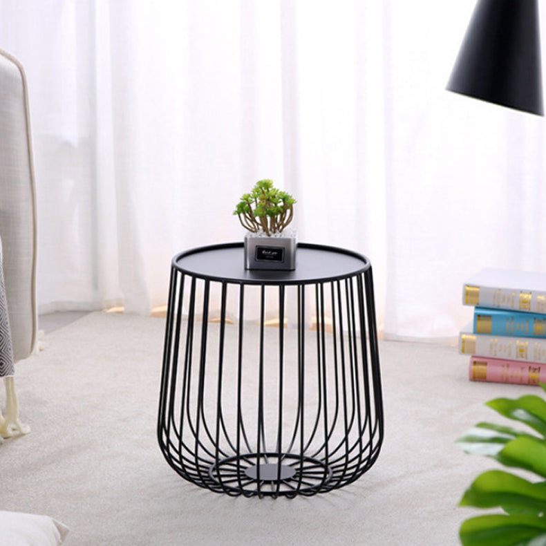 Mid-century Modern Iron Round Coffee Table, Frame Base Cocktail Table