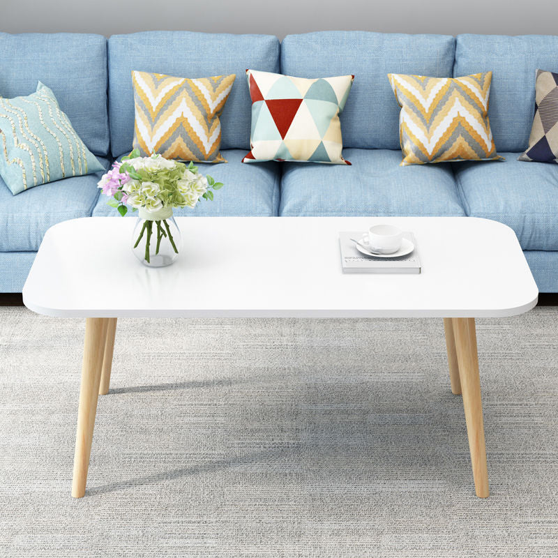 Modern 15.74" H Rectangle Coffee Table Wooden 4 Legs Cocktail Table