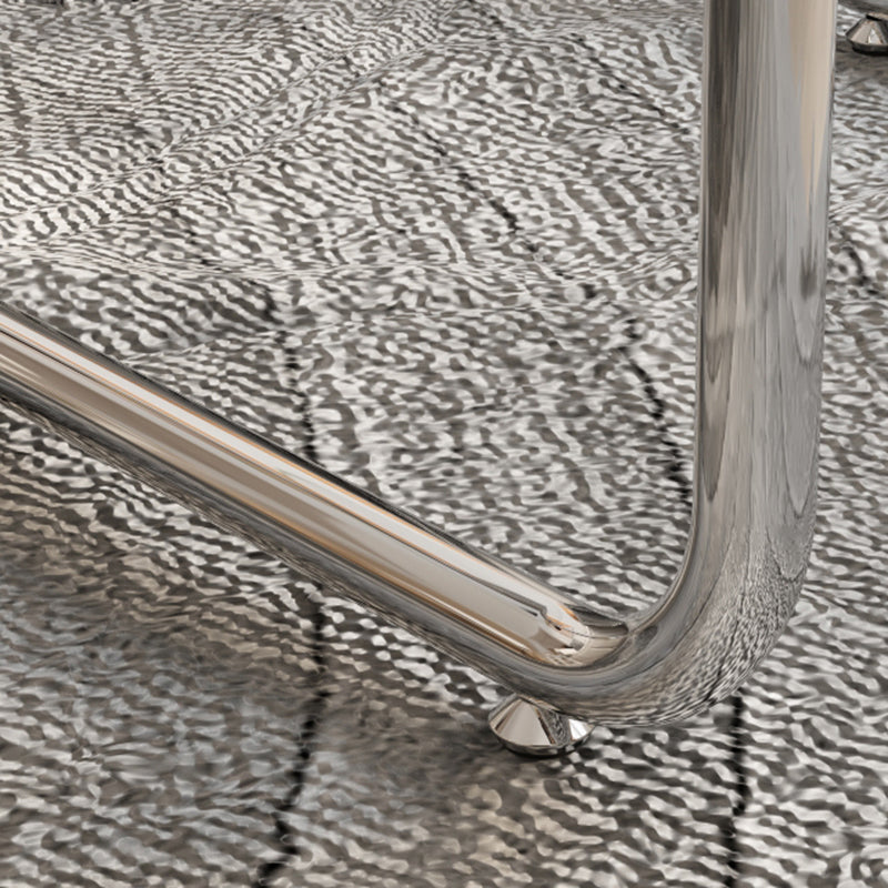 Contemporary Round Glass Top Coffee Table with Steel Sled Legs