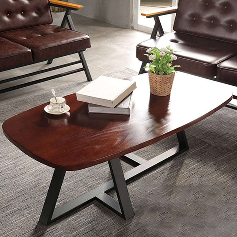 Modern Style 1 Single Coffee Table Pine Wood Brown Cocktail Table