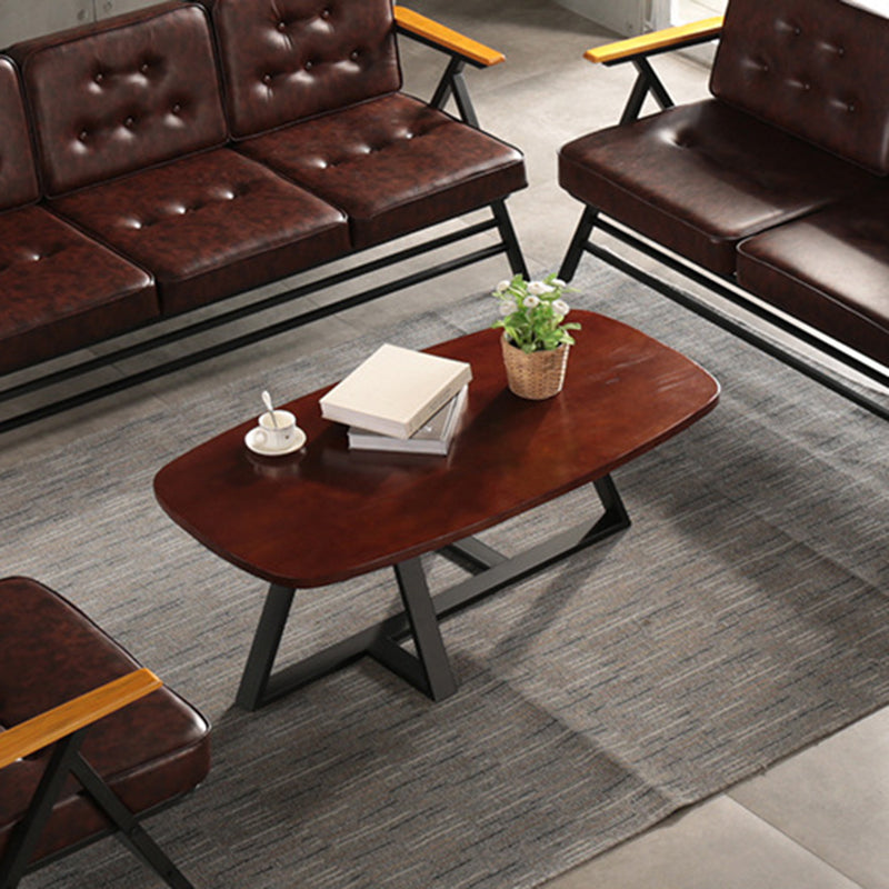 Modern Style 1 Single Coffee Table Pine Wood Brown Cocktail Table