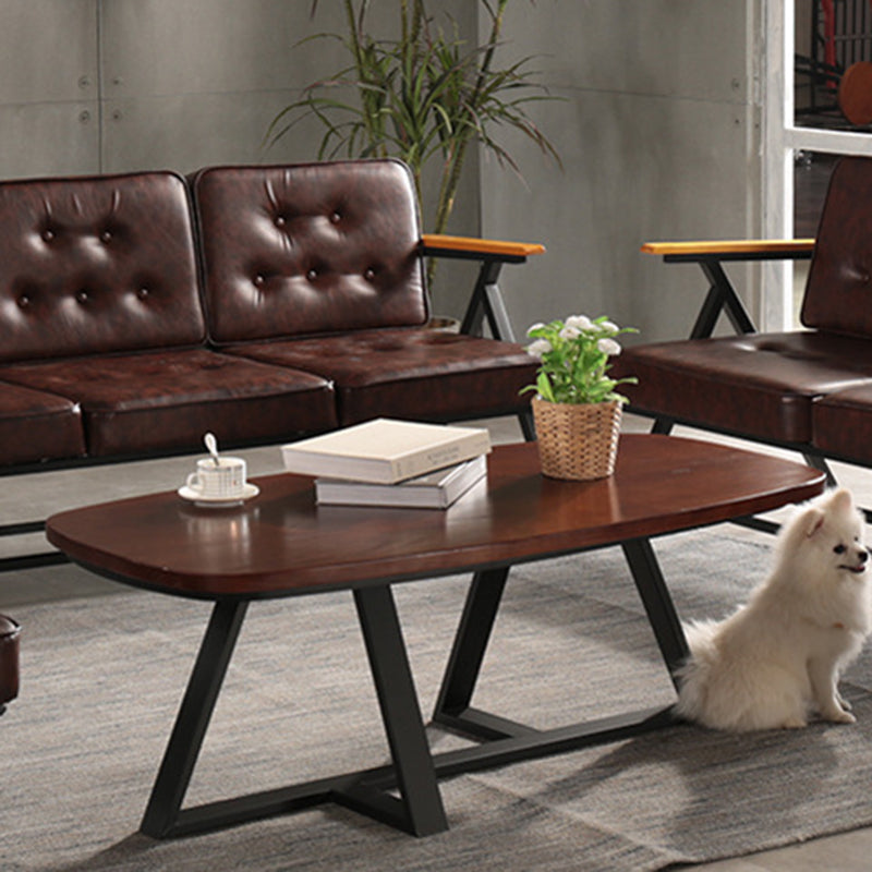 Modern Style 1 Single Coffee Table Pine Wood Brown Cocktail Table