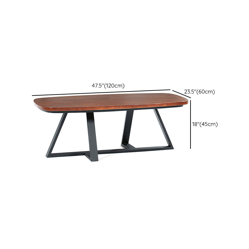 Modern Style 1 Single Coffee Table Pine Wood Brown Cocktail Table