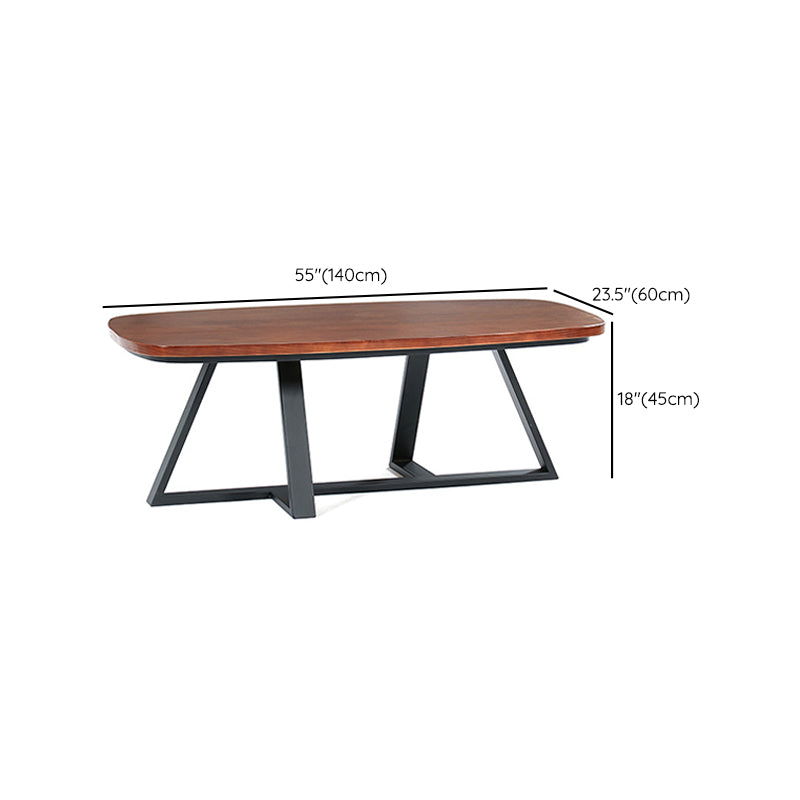 Modern Style 1 Single Coffee Table Pine Wood Brown Cocktail Table
