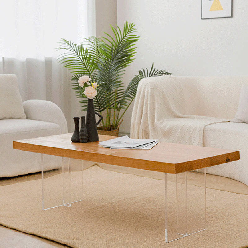Solid Wood Coffee Table Double Pedestal Base Coffee or End Table, 19.68" Wide