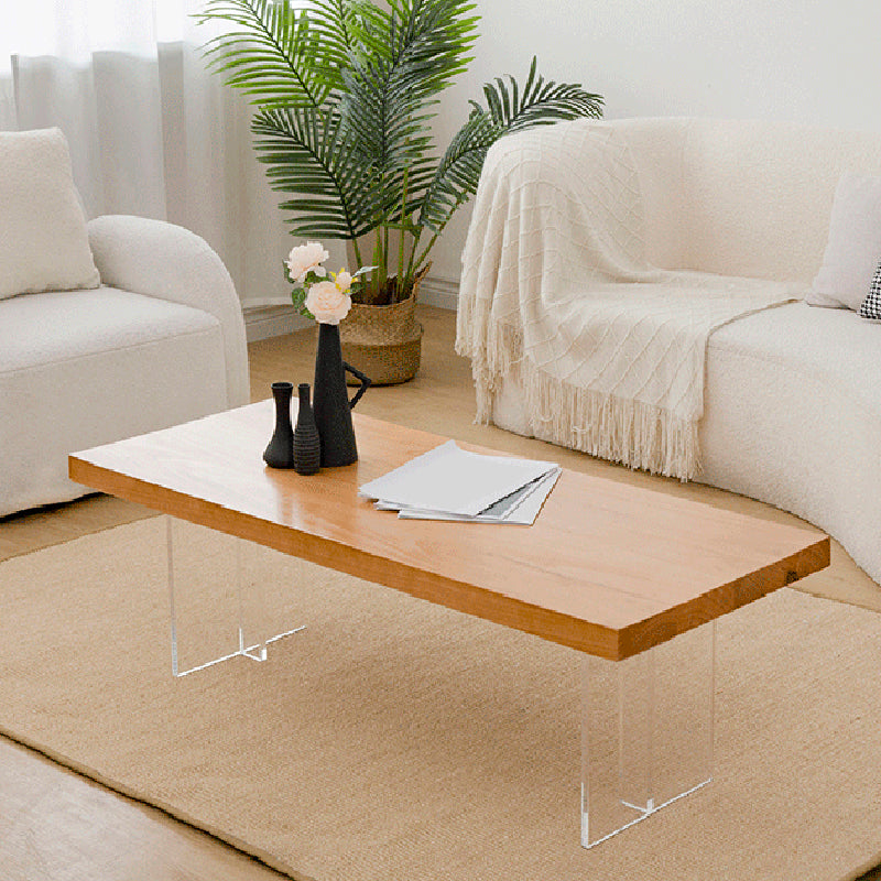 Solid Wood Coffee Table Double Pedestal Base Coffee or End Table, 19.68" Wide