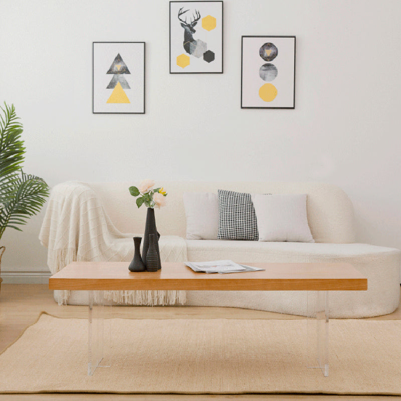 Solid Wood Coffee Table Double Pedestal Base Coffee or End Table, 19.68" Wide
