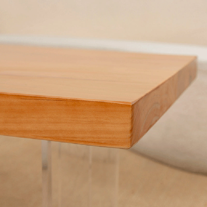 Solid Wood Coffee Table Double Pedestal Base Coffee or End Table, 19.68" Wide