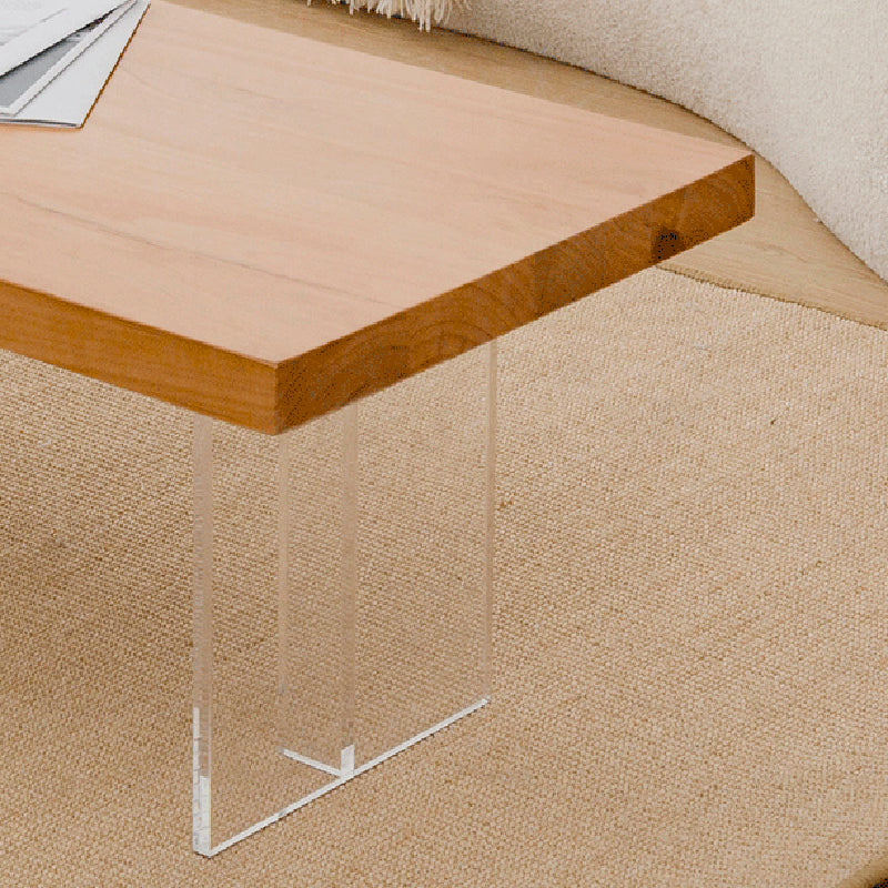 Solid Wood Coffee Table Double Pedestal Base Coffee or End Table, 19.68" Wide