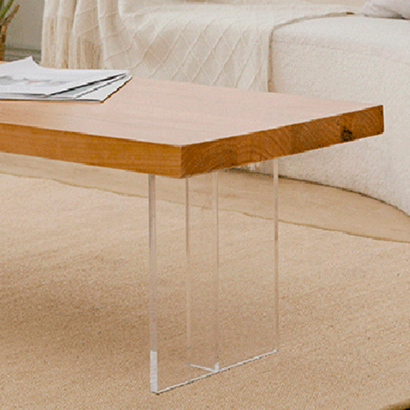 Solid Wood Coffee Table Double Pedestal Base Coffee or End Table, 19.68" Wide