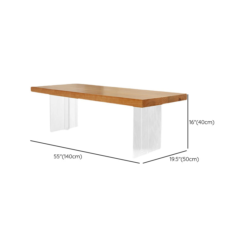 Solid Wood Coffee Table Double Pedestal Base Coffee or End Table, 19.68" Wide