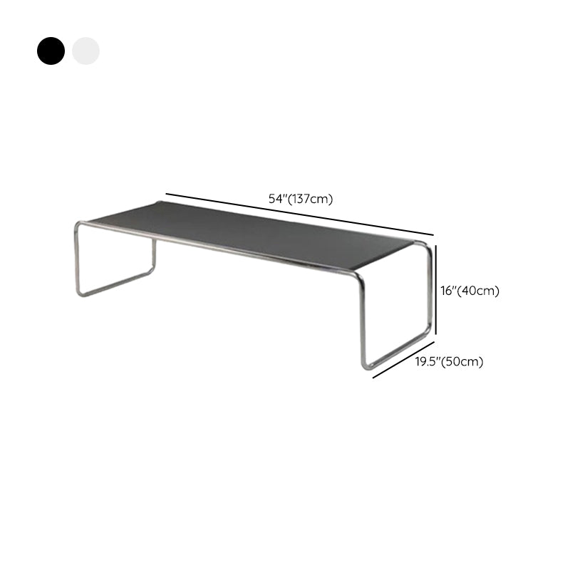 Contemporary Rectangle Solid Wood Coffee Table with Steel Sled Base