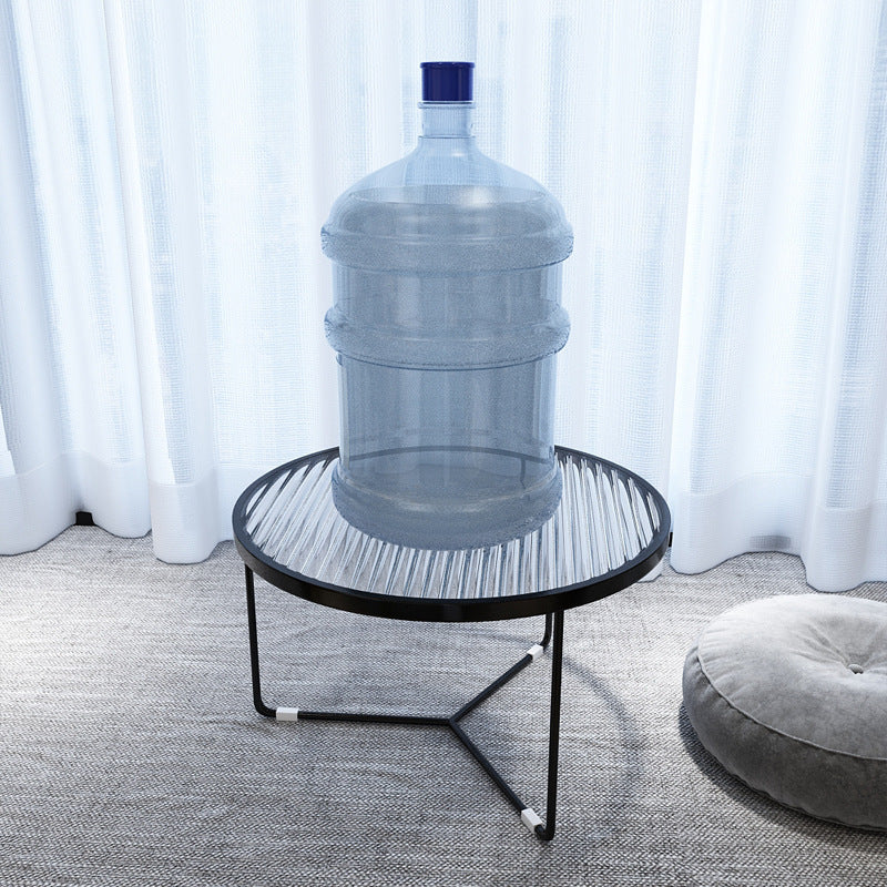 11.8" H Cross Legs Coffee Table Round Clear Glass Cocktail Table