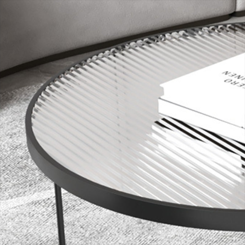 11.8" H Cross Legs Coffee Table Round Clear Glass Cocktail Table