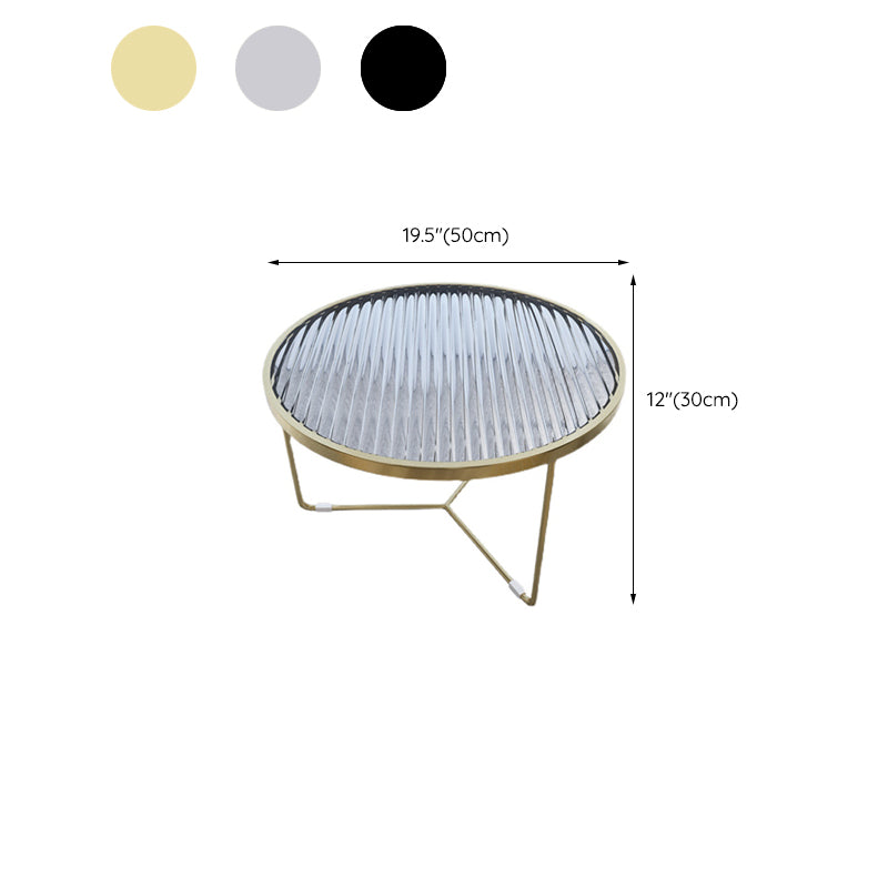 11.8" H Cross Legs Coffee Table Round Clear Glass Cocktail Table