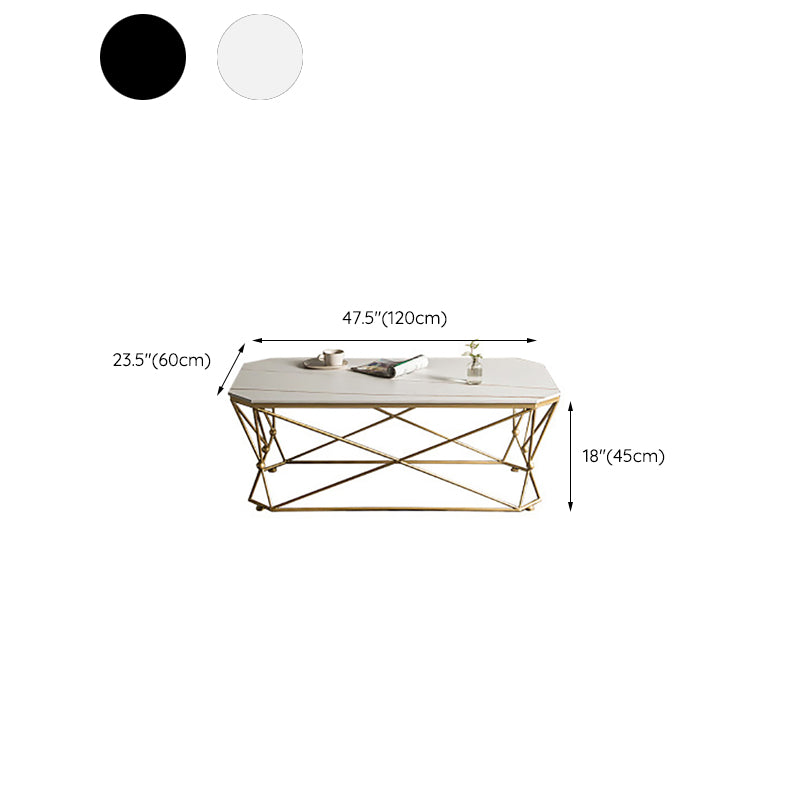 Glam Slate Coffee Table Gold Frame Coffee or End Table, 17.71" Tall