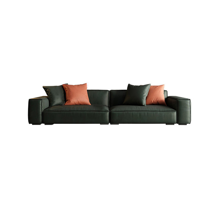 Contemporary Stationary Faux Leather Living Room Seating Square Arm Cushions Sofa
