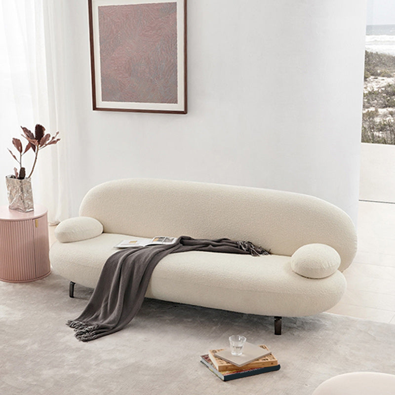 Standard Round Arm Sofa Modern Minimalist Fabric Sofa in White