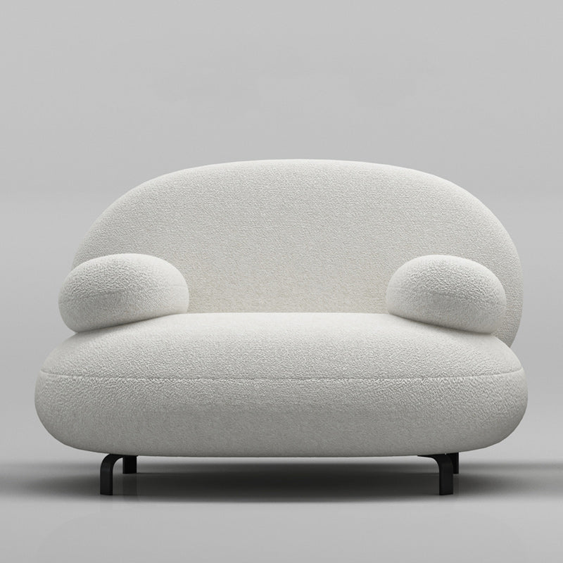 Standard Round Arm Sofa Modern Minimalist Fabric Sofa in White