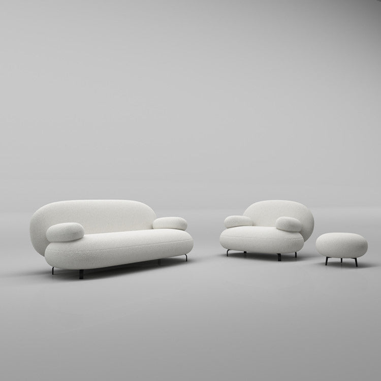 Standard Round Arm Sofa Modern Minimalist Fabric Sofa in White