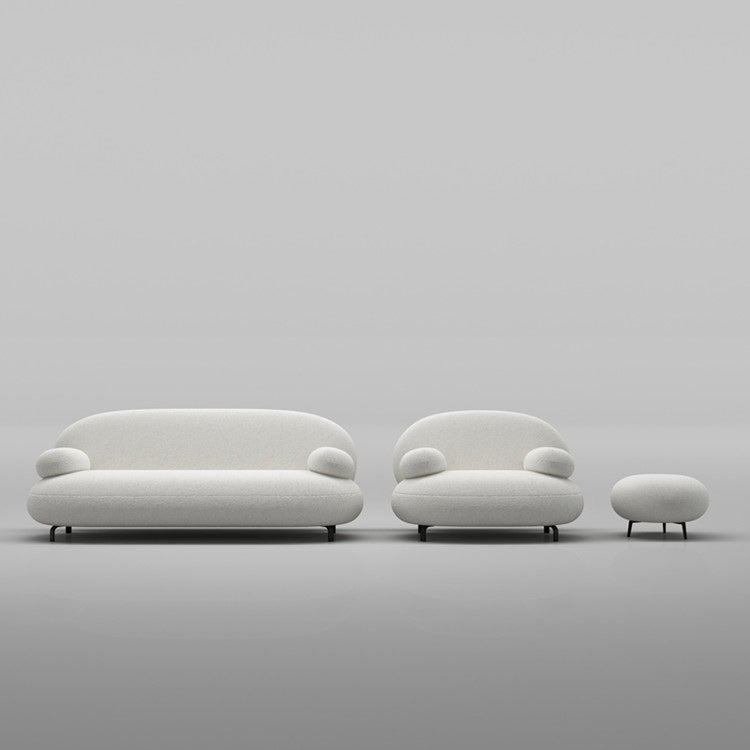 Standard Round Arm Sofa Modern Minimalist Fabric Sofa in White