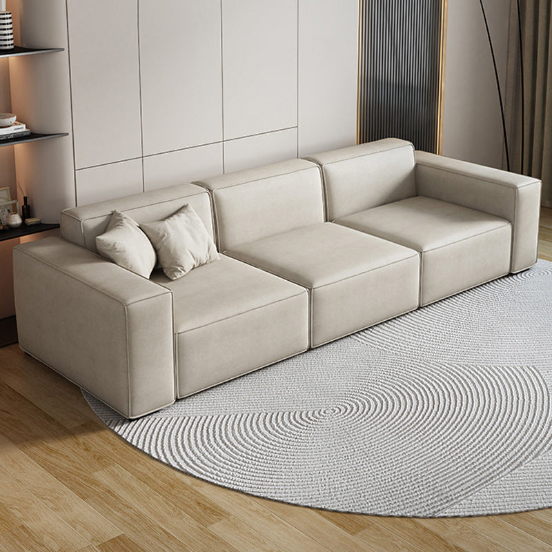Square Arm 3-seater Sofa Contemporary Faux Leather Minimalist Sofa
