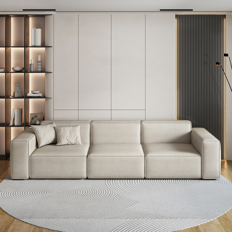 Square Arm 3-seater Sofa Contemporary Faux Leather Minimalist Sofa