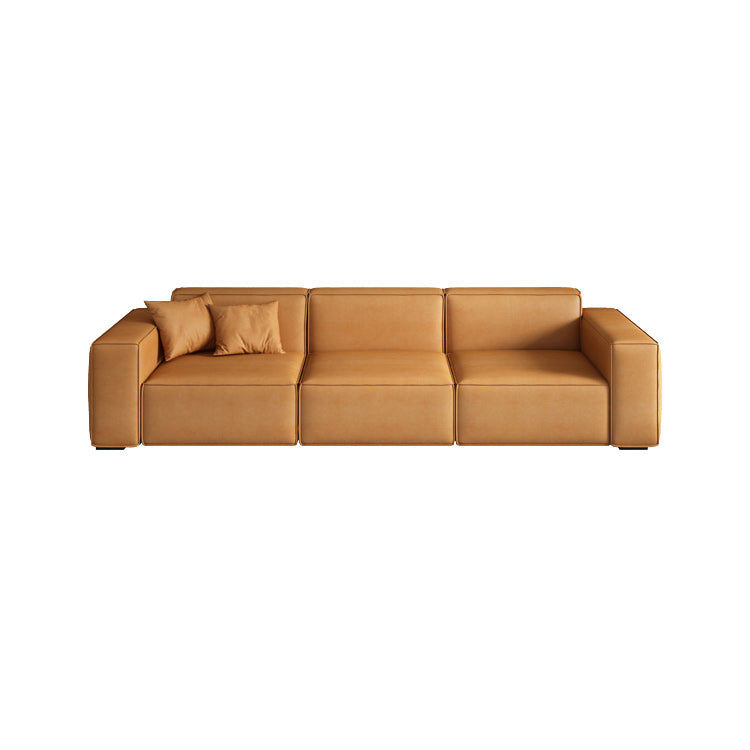 Square Arm 3-seater Sofa Contemporary Faux Leather Minimalist Sofa