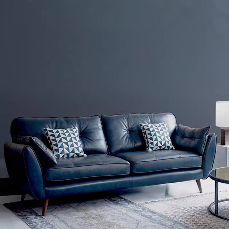 Contemporary Faux Leather Stationary Flared Arm Cushions Seating