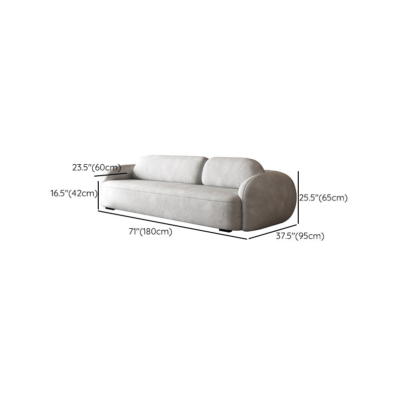 Contemporary 2/3-seater Sofa in Gray Faux Leather Round Arm Sofa