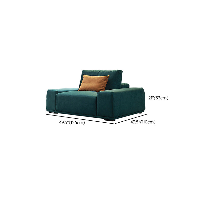 Modern Style Suede Sofa Standard Square Arm Sofa with Pillows