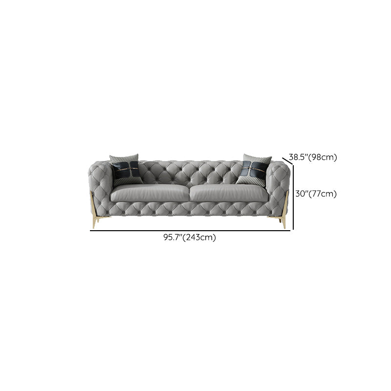 Tufted Contemporary Sofa in Gray 30.31" High Tuxedo Arm Sofa