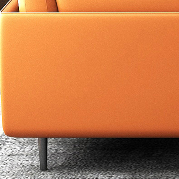 Standard Faux Leather Sofa Modern Pillow Top Arm Sofa in Orange