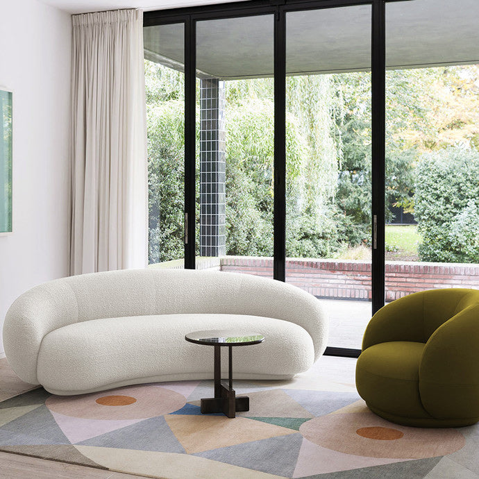 Contemporary Stationary Fabric 3 Seater Living Room Tuxedo Arm Sofa